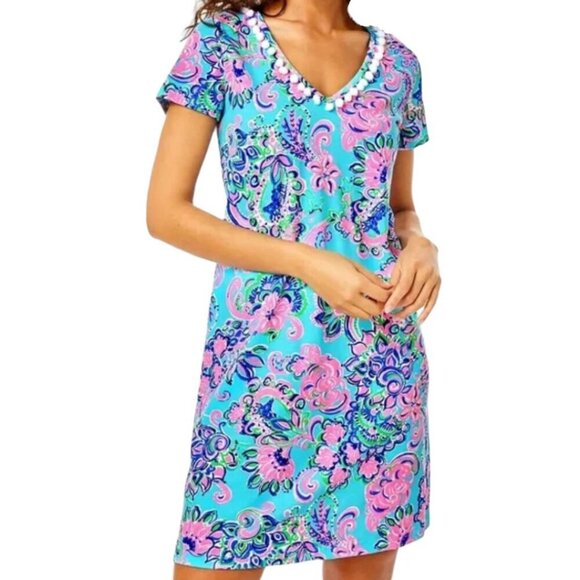 Lilly Pulitzer Etta dress in Blue Horizon Jungle Sunrise - Picture 1 of 16